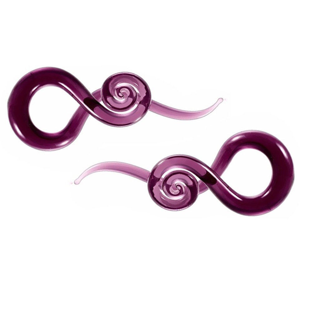 Glass purple spirals “gauges” for stretched ears